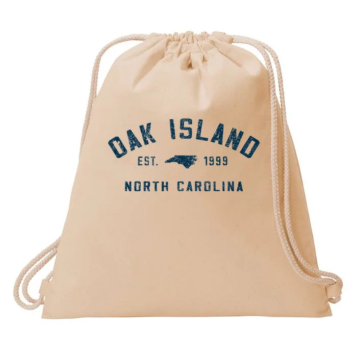 Vintage Oak Island North Carolina Souvenir Drawstring Bag