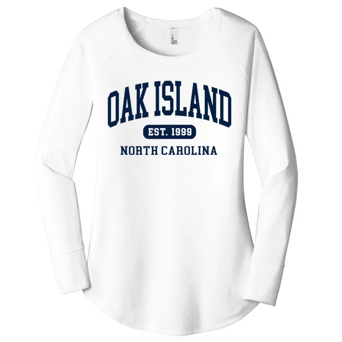 Vintage Oak Island North Carolina Retro Preppy Women's Perfect Tri Tunic Long Sleeve Shirt