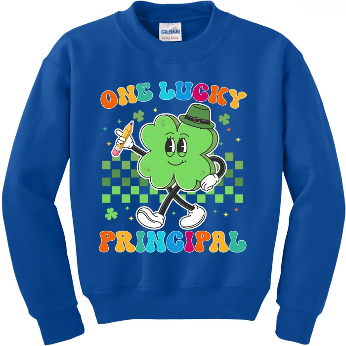 Vintage One Lucky Principal St Patrick Day School Gift Kids Sweatshirt