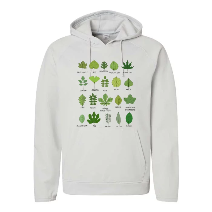 Variety of Leaf Patterns for Nature Enthusiasts Performance Fleece Hoodie