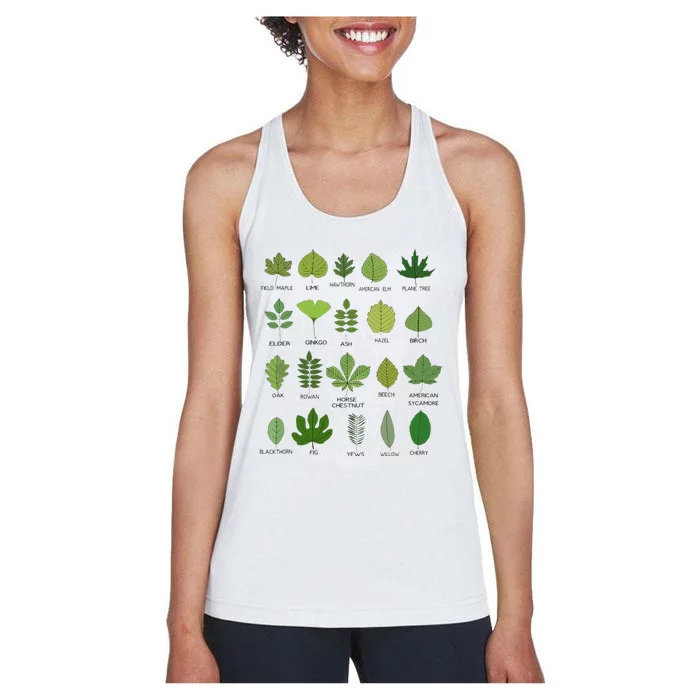 Variety of Leaf Patterns for Nature Enthusiasts Women's Racerback Tank