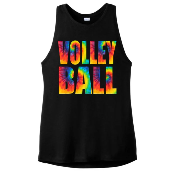 Volleyball Retro Tie Dye Ladies Tri-Blend Wicking Tank