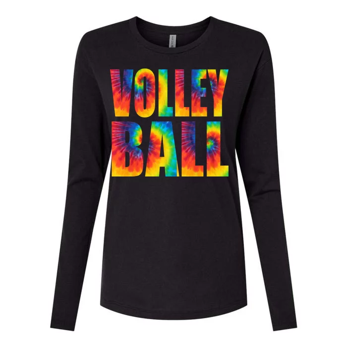 Volleyball Retro Tie Dye Womens Cotton Relaxed Long Sleeve T-Shirt