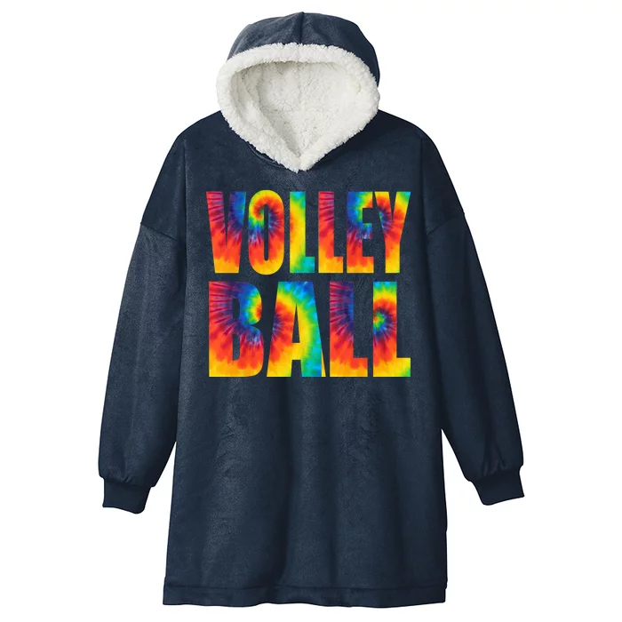 Volleyball Retro Tie Dye Hooded Wearable Blanket