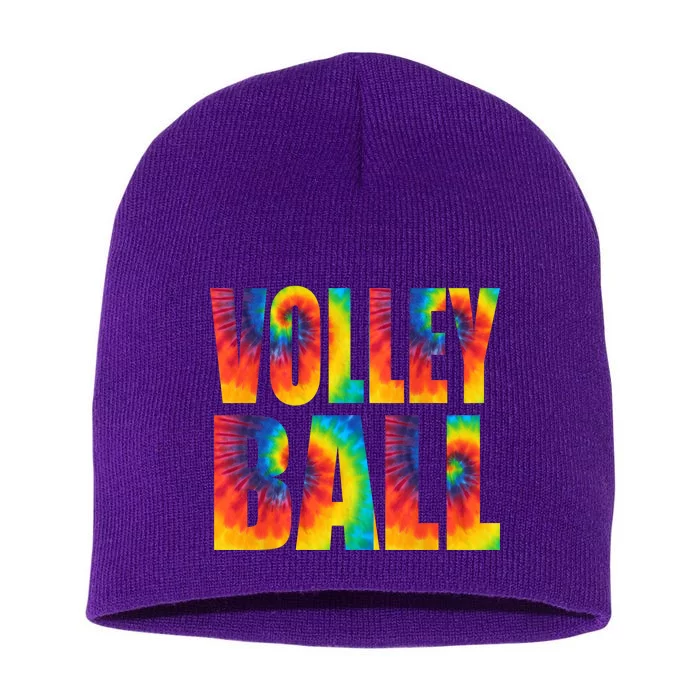 Volleyball Retro Tie Dye Short Acrylic Beanie