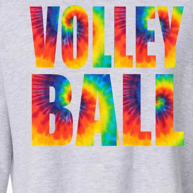 Volleyball Retro Tie Dye Cropped Pullover Crew