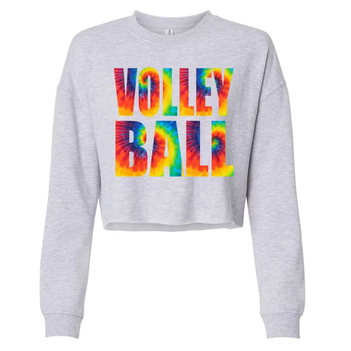 Volleyball Retro Tie Dye Cropped Pullover Crew