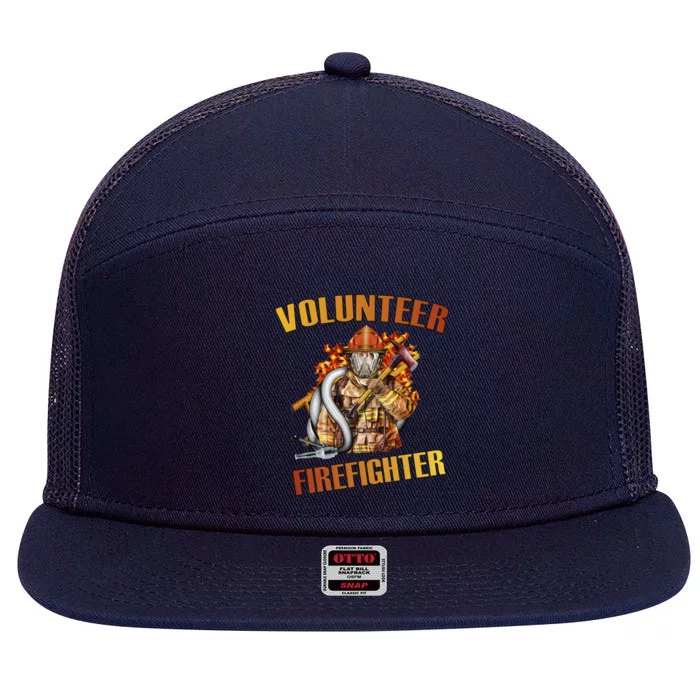 Volunteer Firefighter 7 Panel Mesh Trucker Snapback Hat