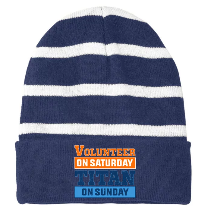 Volunteer On Saturday Titan On Sunday Striped Beanie with Solid Band