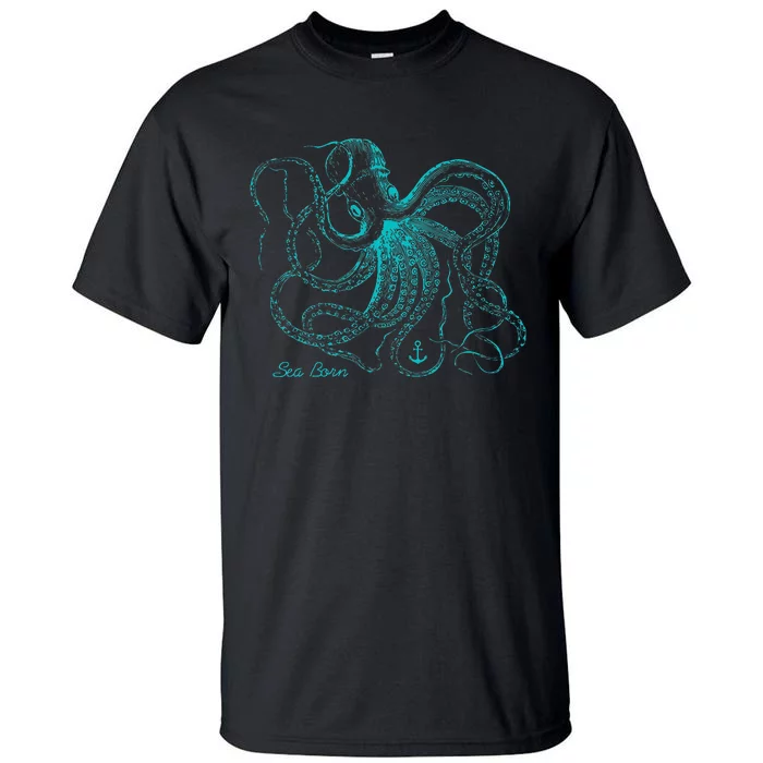 Vintage Octopus Marine Biologist Design Green Sea Life Tall T-Shirt