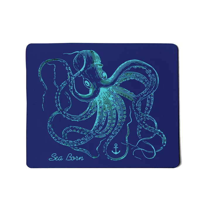 Vintage Octopus Marine Biologist Design Green Sea Life Mousepad