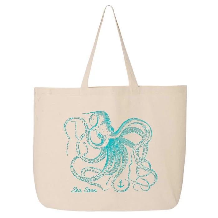 Vintage Octopus Marine Biologist Design Green Sea Life 25L Jumbo Tote