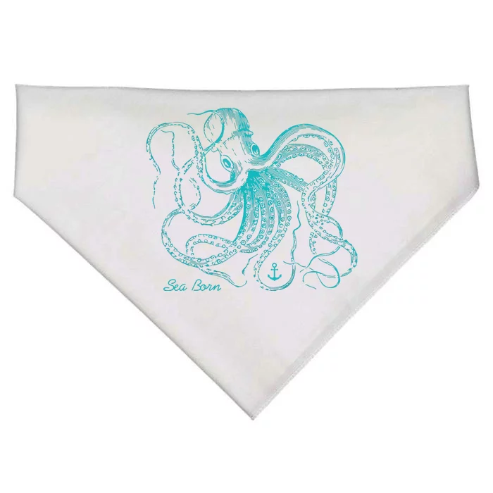 Vintage Octopus Marine Biologist Design Green Sea Life USA-Made Doggie Bandana