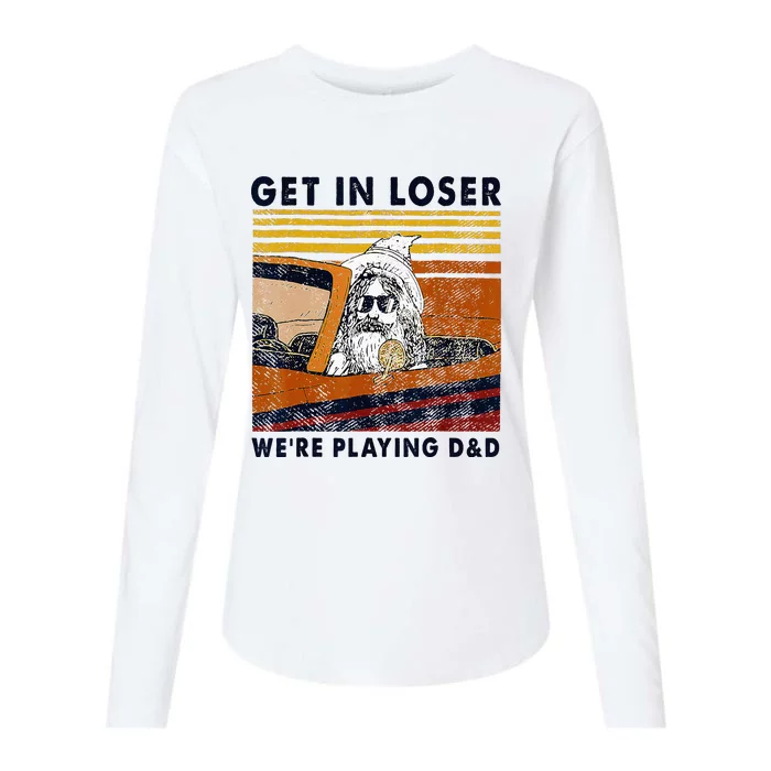 Vintage Old Man Get In Loser Were Playing D&D Womens Cotton Relaxed Long Sleeve T-Shirt