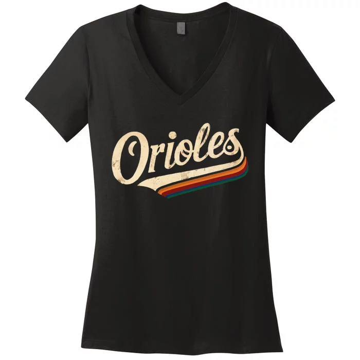 Vintage Orioles Name Retro Throwback Women's V-Neck T-Shirt