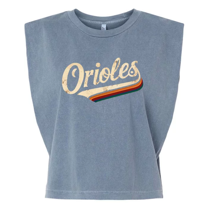 Vintage Orioles Name Retro Throwback Garment-Dyed Women's Muscle Tee