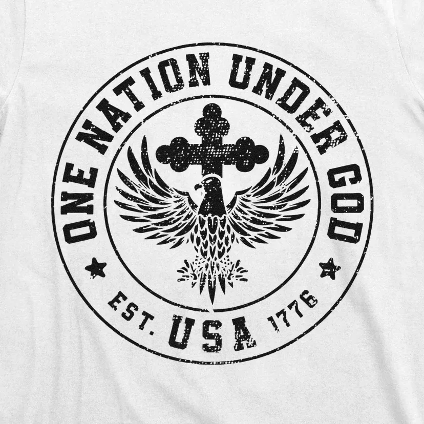 Vintage One Nation Under God USA Christian Bald Eagle T-Shirt