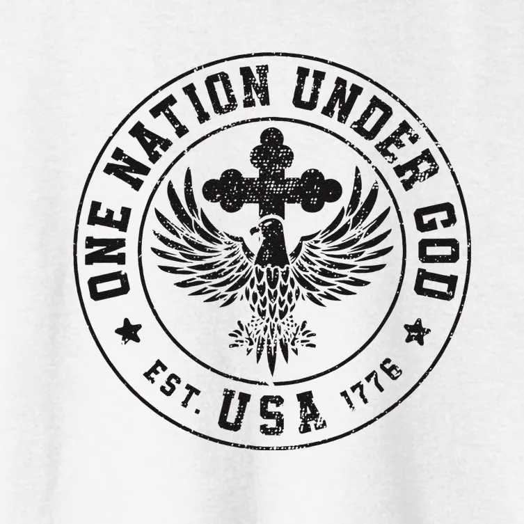 Vintage One Nation Under God USA Christian Bald Eagle Women's Crop Top Tee