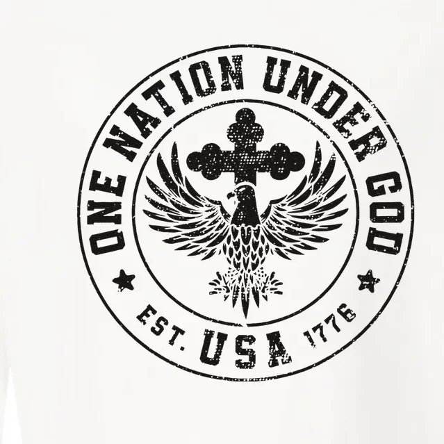 Vintage One Nation Under God USA Christian Bald Eagle Cropped Pullover Crew