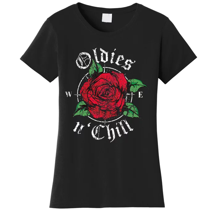 Vintage Oldies n' Chill Oldies Red Roses Oldies and Chill Women's T-Shirt