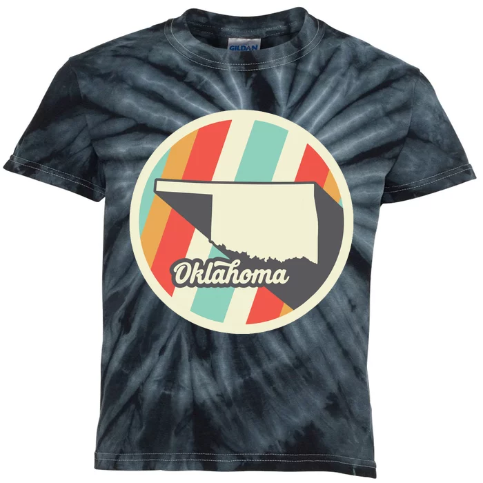 Vintage Oklahoma Ok Home State Retro Teal Gift Kids Tie-Dye T-Shirt