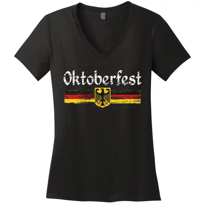 Vintage Oktoberfest Octoberfest German Drinking Festival Women's V-Neck T-Shirt