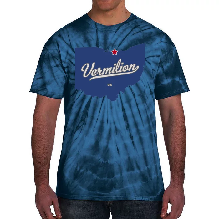 Vermilion Ohio OH Map Tie-Dye T-Shirt