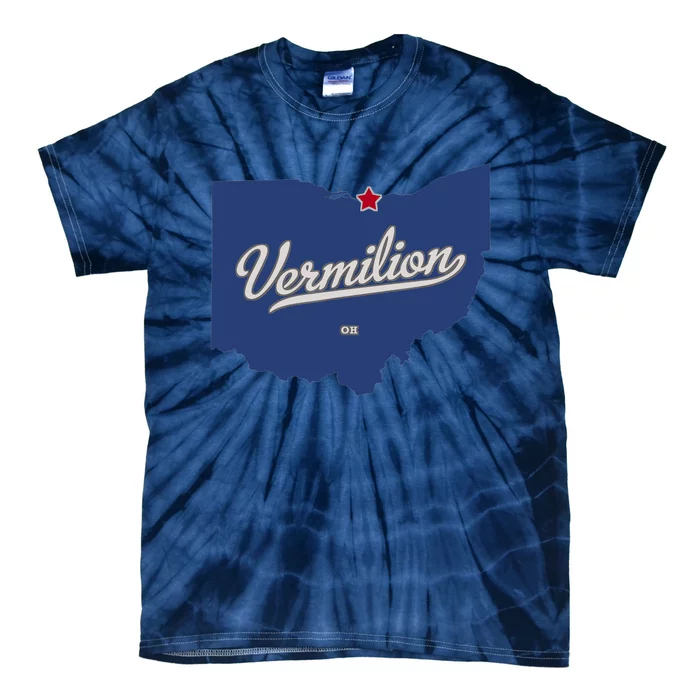 Vermilion Ohio OH Map Tie-Dye T-Shirt