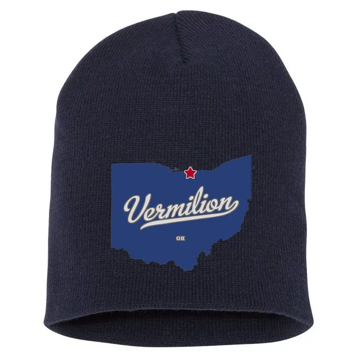 Vermilion Ohio OH Map Short Acrylic Beanie