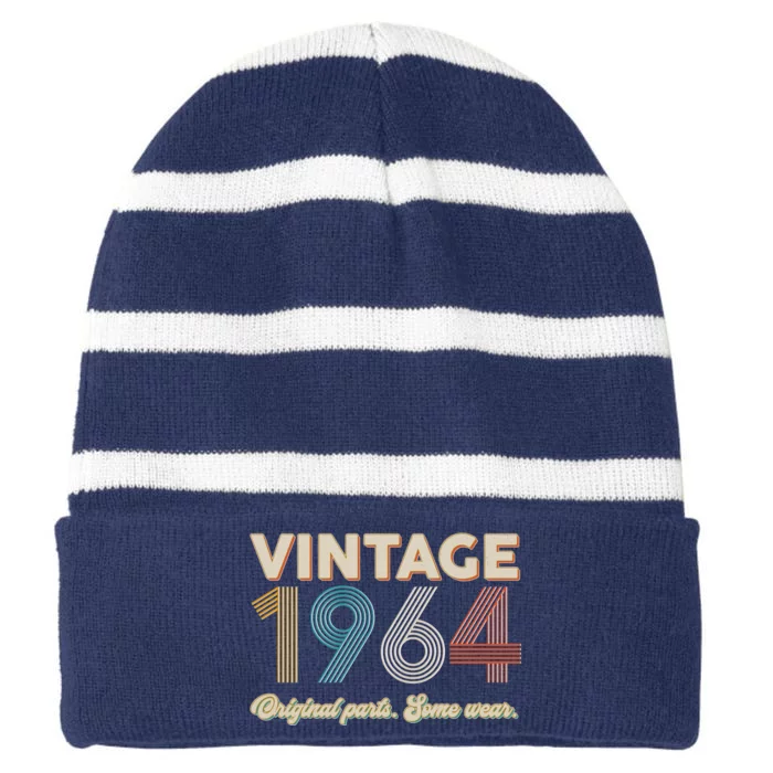 Vintage Original Parts Some Wear 1964 60th Birthday Striped Beanie with Solid Band