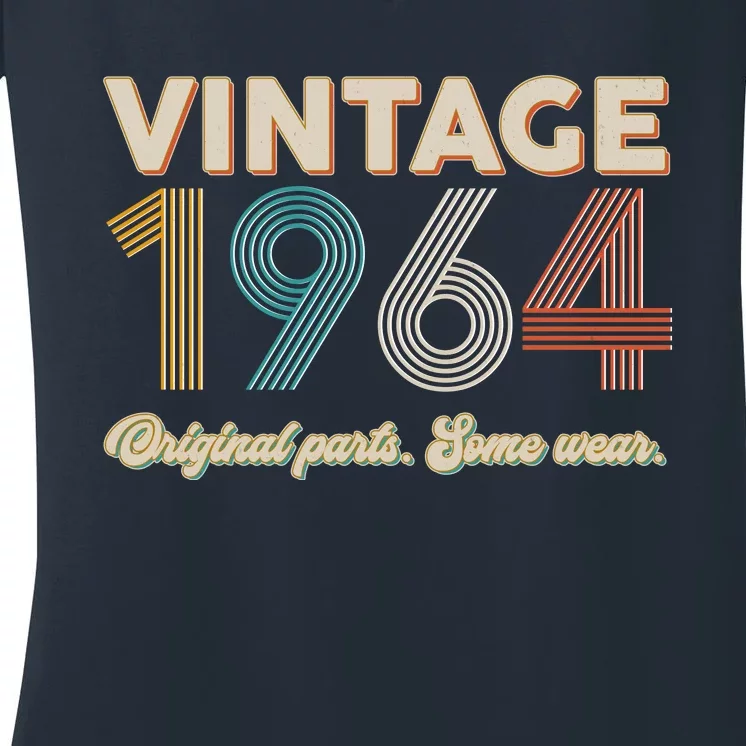 Vintage Original Parts Some Wear 1964 60th Birthday Women's V-Neck T-Shirt