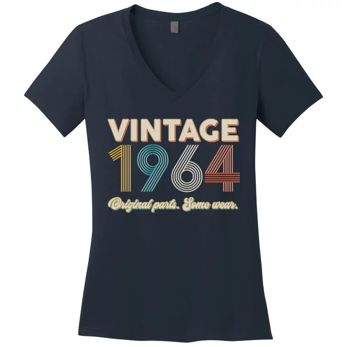 Vintage Original Parts Some Wear 1964 60th Birthday Women's V-Neck T-Shirt