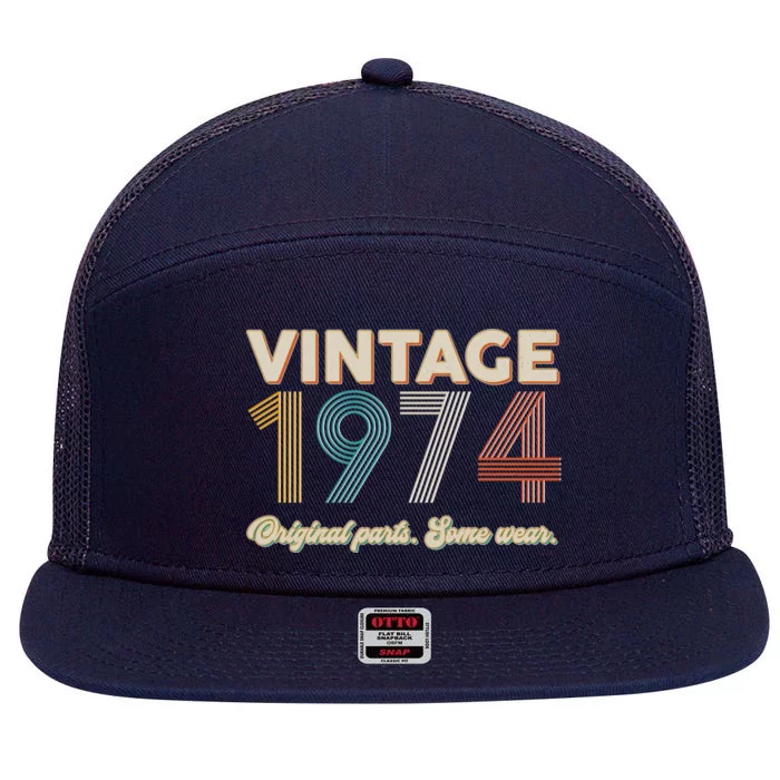 Vintage Original Parts Some Wear 1974 50th Birthday 7 Panel Mesh Trucker Snapback Hat