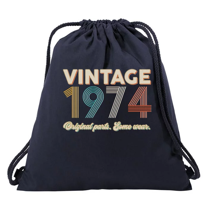 Vintage Original Parts Some Wear 1974 50th Birthday Drawstring Bag