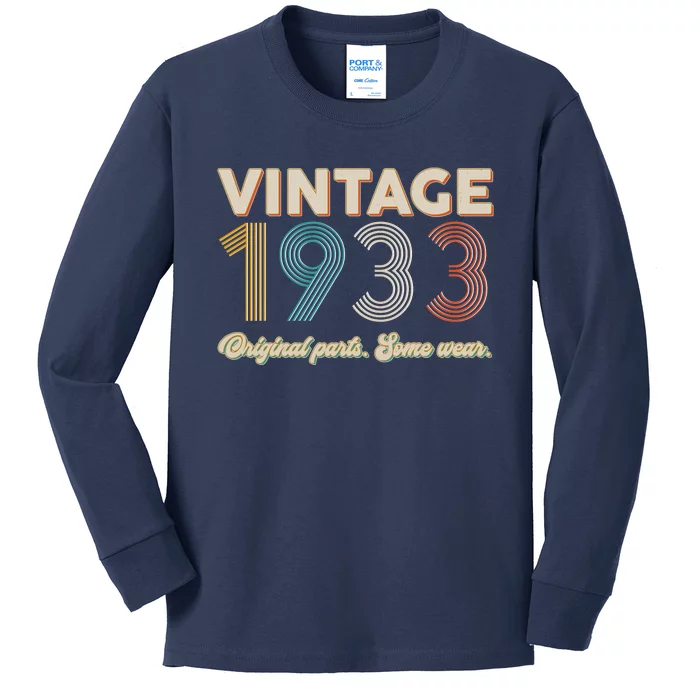 Vintage Original Parts Some Wear 1933 90th Birthday Kids Long Sleeve Shirt