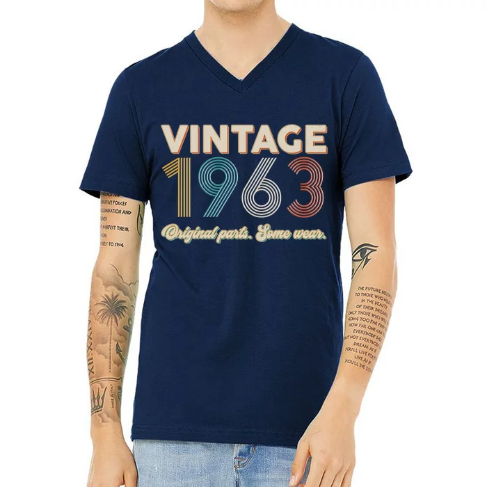 Vintage Original Parts Some Wear 1963 60th Birthday V-Neck T-Shirt