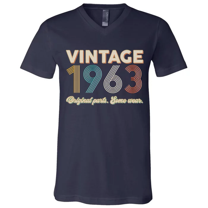 Vintage Original Parts Some Wear 1963 60th Birthday V-Neck T-Shirt