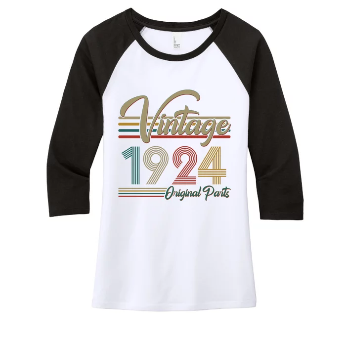 Vintage Original Parts 1924 100th Birthday Women's Tri-Blend 3/4-Sleeve Raglan Shirt