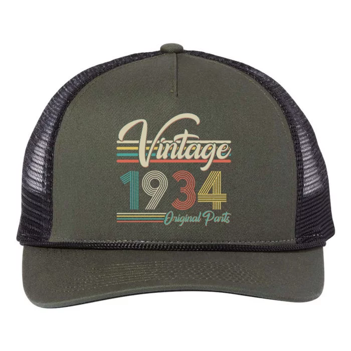 Vintage Original Parts 1934 90th Birthday Retro Rope Trucker Hat Cap