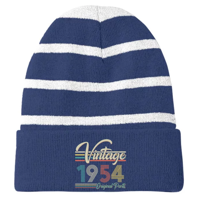 Vintage Original Parts 1954 70th Birthday Striped Beanie with Solid Band