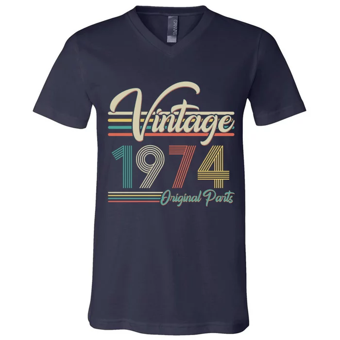 Vintage Original Parts 1974 50th Birthday V-Neck T-Shirt