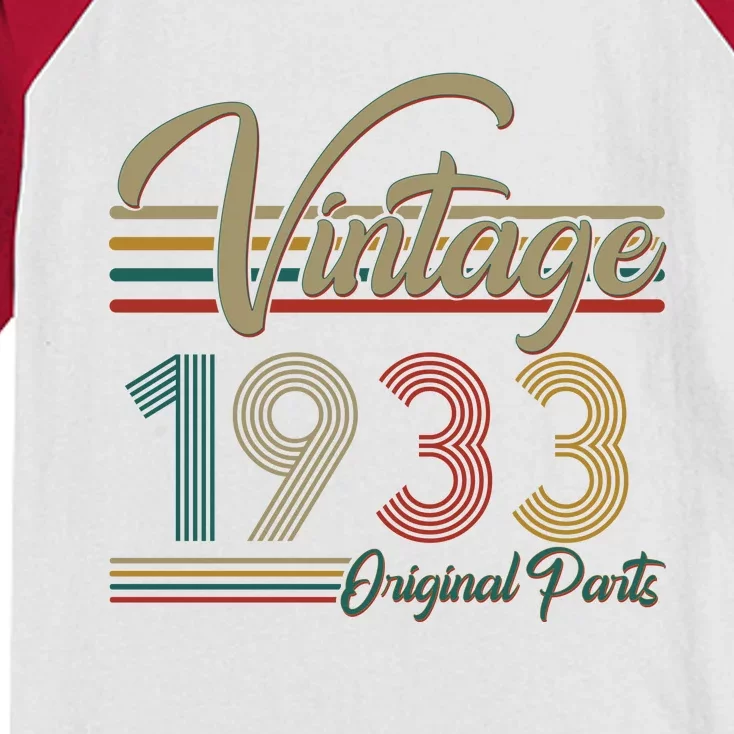 Vintage Original Parts 1933 90th Birthday Kids Colorblock Raglan Jersey