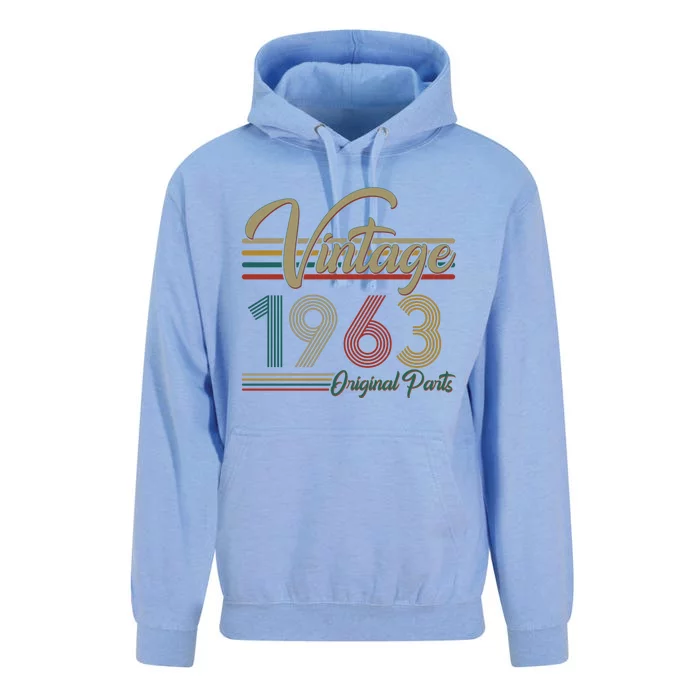 Vintage Original Parts 1963 60th Birthday Unisex Surf Hoodie