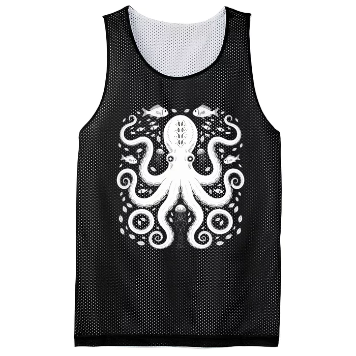 Vintage Octopus Retro Graphic Octopuses Fisherman Mesh Reversible Basketball Jersey Tank