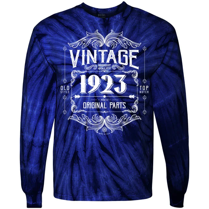 Vintage Old Style Top Notch Mostly Original Parts Whiskey Label 1923 100 Tie-Dye Long Sleeve Shirt