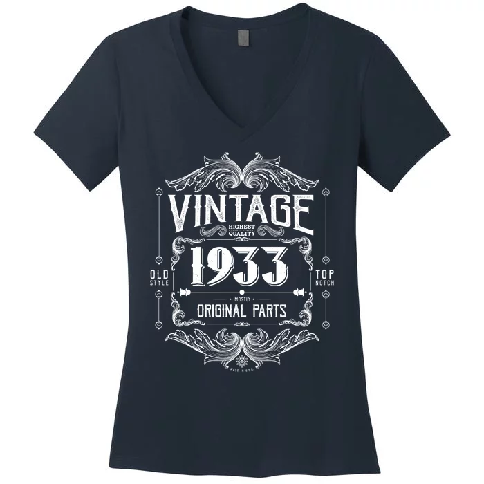 Vintage Old Style Top Notch Mostly Original Parts Whiskey Label 1933 90 Women's V-Neck T-Shirt