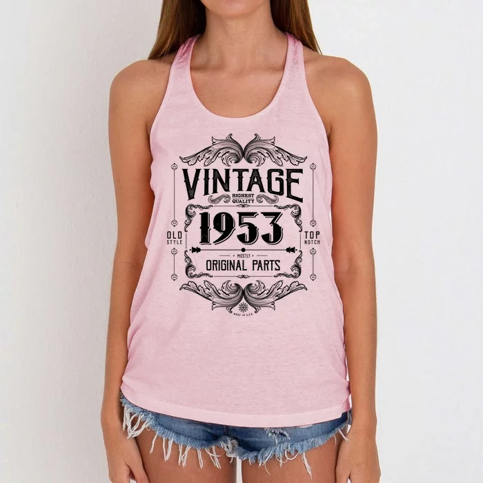 Vintage Old Style Top Notch Mostly Original Parts Whiskey Label 1953 70 Women's Knotted Racerback Tank