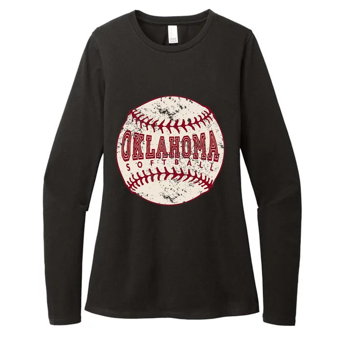 Vintage Oklahoma Softball Ball Womens CVC Long Sleeve Shirt