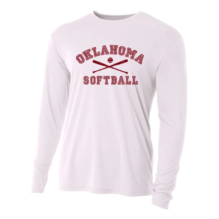 Vintage Oklahoma Softball Gear Cooling Performance Long Sleeve Crew