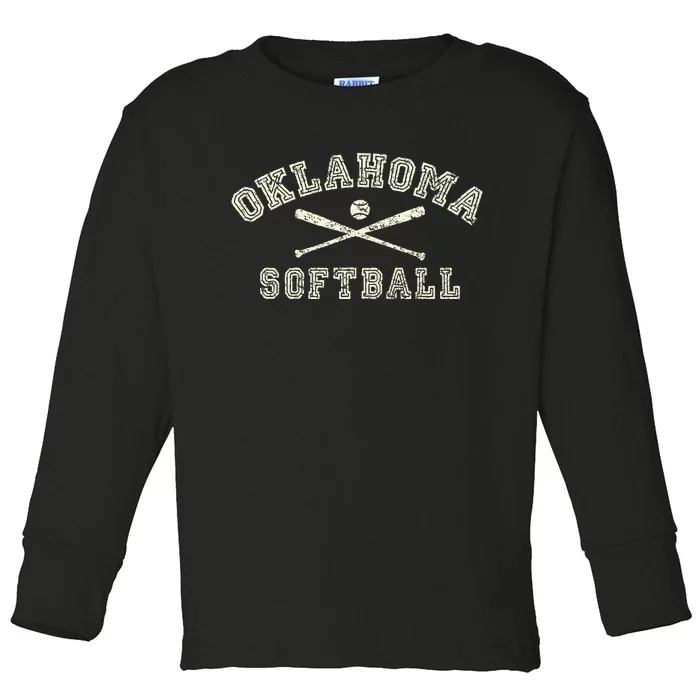 Vintage Oklahoma Softball Gear Toddler Long Sleeve Shirt